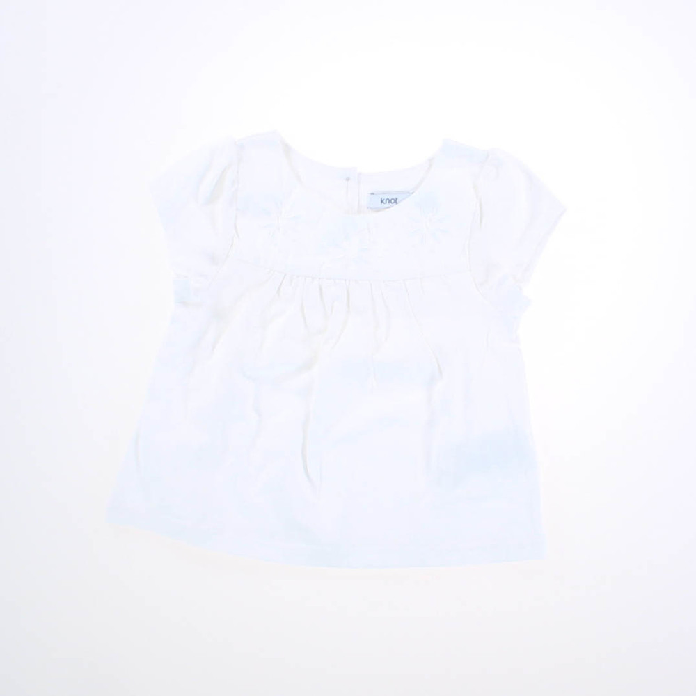 Knot Girls White with Embroidery Blouse size: 12 Months